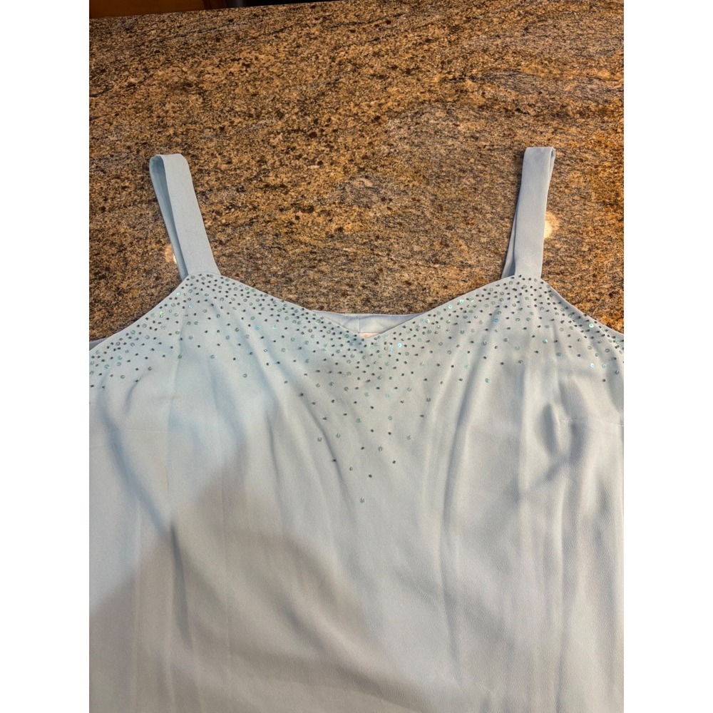 NEW R&M Richards 2 Piece Dress Set Blue Beaded Formal Mother Of The Bride 32W - Picture 13 of 16